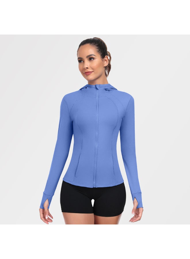New Lulu Zipper Sportswear Women's Hooded Yoga Jacket Autumn And Winter Slimming Running Workout Clothes Long Sleeve Top - Image 1