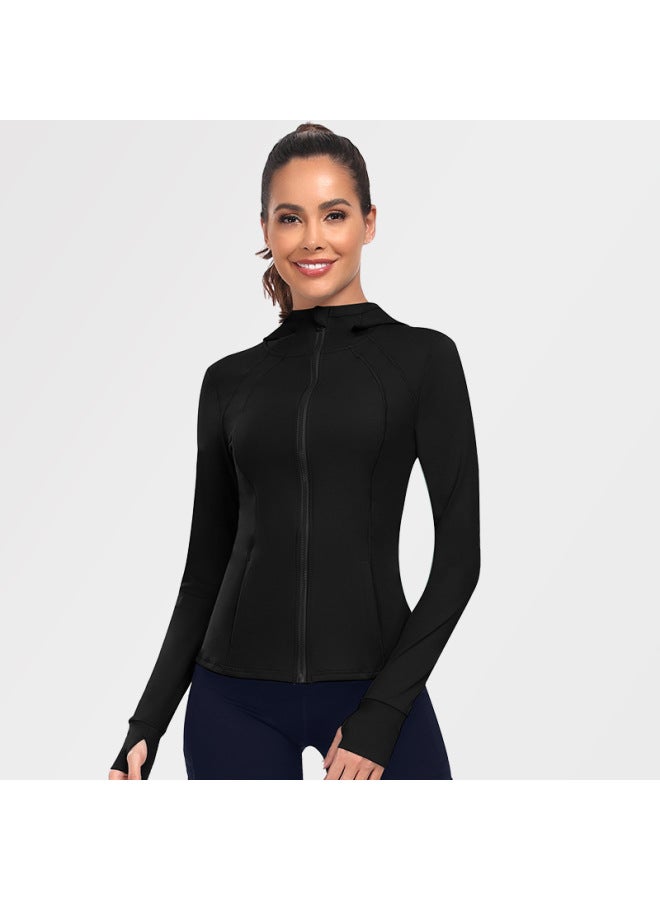 New Lulu Zipper Sportswear Women's Hooded Yoga Jacket Autumn And Winter Slimming Running Workout Clothes Long Sleeve Top - Image 4