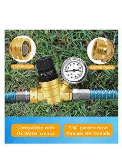 Excefore Adjustable Handle RV Water Pressure Regulator, Upgraded Brass Lead-Free RV Water Pressure Regulator, with Gauge and 2 Inlet Screened Filters, Fit for RV Camper Travel Trailer  - Image 5
