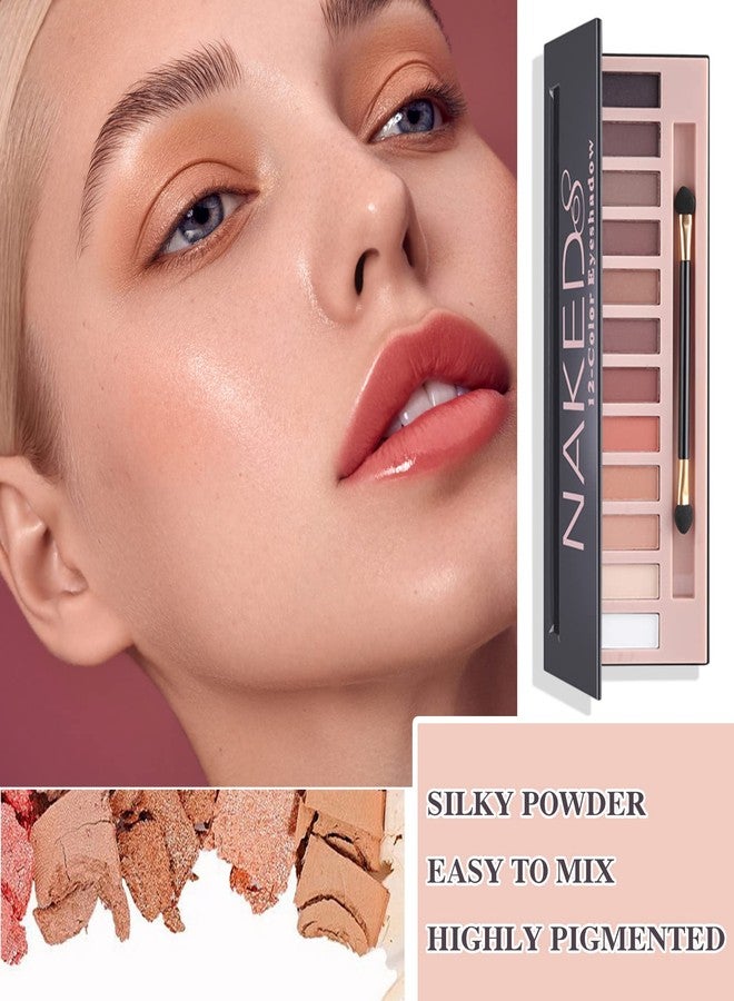 Fusang 12 Colors Naked Eyeshadow Palette,Natural Matte Nude Eyeshadow Palette Shimmer Highly Pigment Eye Shadow Pallete Set Long Lasting & Waterproof Smokey Smokey Glitter Eye Makeup with Brush （A） - Image 3
