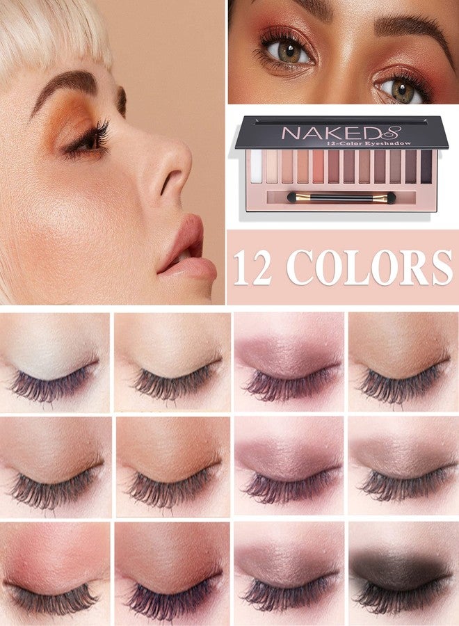 Fusang 12 Colors Naked Eyeshadow Palette,Natural Matte Nude Eyeshadow Palette Shimmer Highly Pigment Eye Shadow Pallete Set Long Lasting & Waterproof Smokey Smokey Glitter Eye Makeup with Brush （A） - Image 2