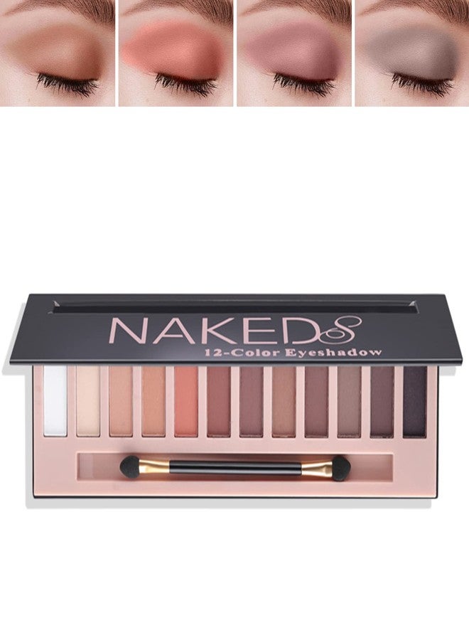 Fusang 12 Colors Naked Eyeshadow Palette,Natural Matte Nude Eyeshadow Palette Shimmer Highly Pigment Eye Shadow Pallete Set Long Lasting & Waterproof Smokey Smokey Glitter Eye Makeup with Brush （A） - Image 1