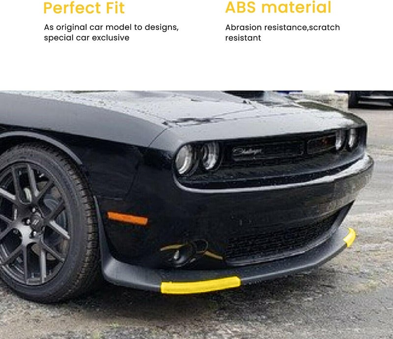 Hoolcar Front Bumper Lip Splitter Protector Front Shovels Cover for 2015-2021 Dodge Challenger Pack R/T GT SRT Plus, Yellow, 2PCs - Image 5