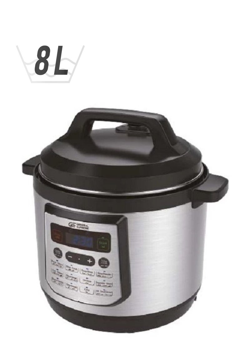 GENERAL SUPREME 8Liters Multifunctional Electric Pressure Cooker, 8 Liter Capacity, 9 Safety Stages, 1200 Watt, Silver silver  - Image 1