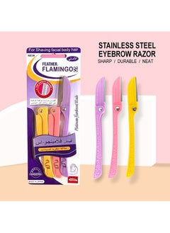 FLAMINGO For Shaving Facial Body Hair,1 Pack/3 Piece Feather Razor For Face and Body Shaving, Removes The Fine Hairs From The Eyebrow Neck and Face, Folding Blade Design, Capable of 180 Degree Rotation, Suitab  - Image 1