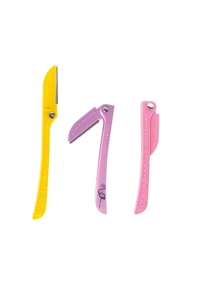 FLAMINGO - For Shaving Facial Body Hair,1 Pack/3 Piece Feather Razor For Face and Body Shaving, Removes The Fine Hairs From The Eyebrow Neck and Face, Folding Blade Design, Capable of 180 Degree Rotation, Suitab - Image 1