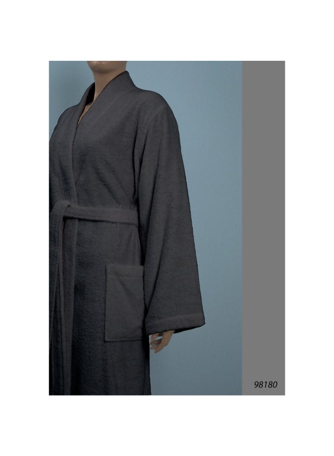 MTS Pocket Detail Cotton Bathrobe Grey 10 x 28 x 38 cm 321-24GRY - Image 2