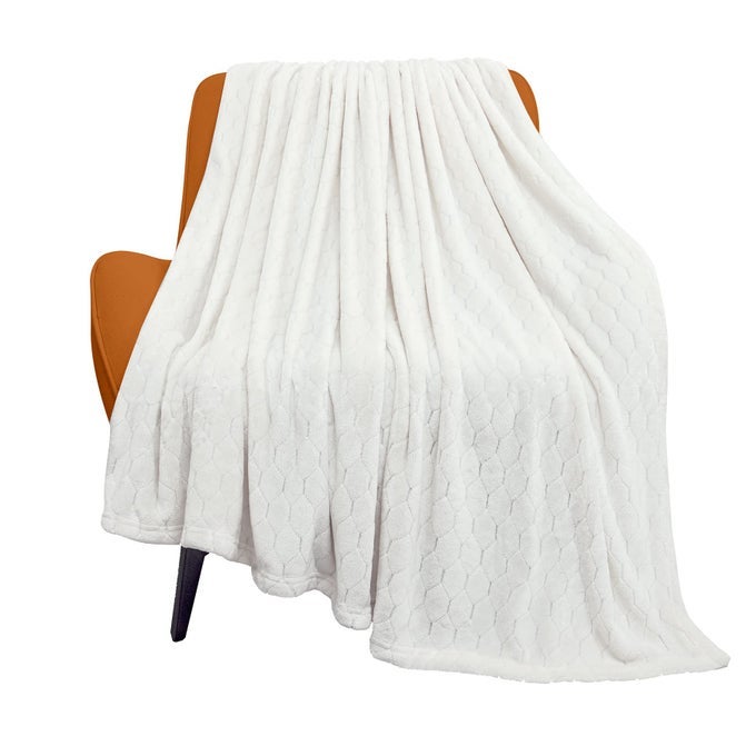 FLEECE BLANKET FUZZY PLUSH THROW BLANKET 50 X 60 SUPER SOFT FLUFFY BED BLANKET GEOMETRIC PATTERN COMFY MICROFIBER FLANNEL BLANKETS FOR COUCH BED SOFA CREAM WHITE