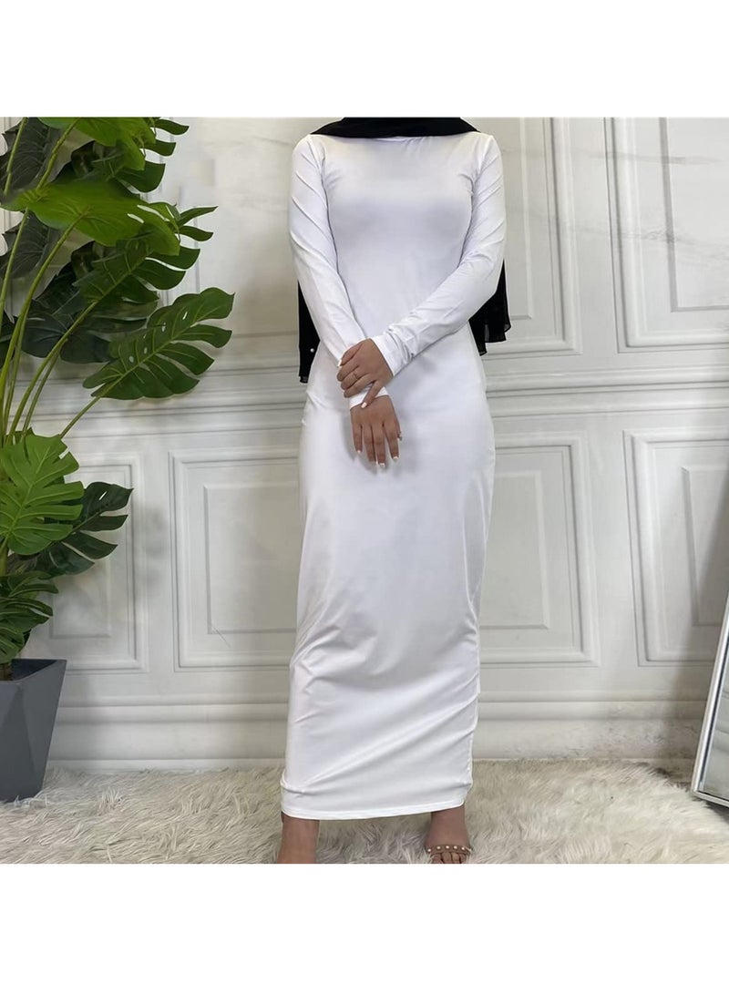 إسكدنيا Mock Neck Casual Abaya, Soft Breathable Long Sleeve Women Abaya Dress, Long Lasting Comfortable Normal Muslim Women Islamic Dress for Prayer, Daily Wear, Occasion Wear, ( Size XXL, Apricot) - Image 3