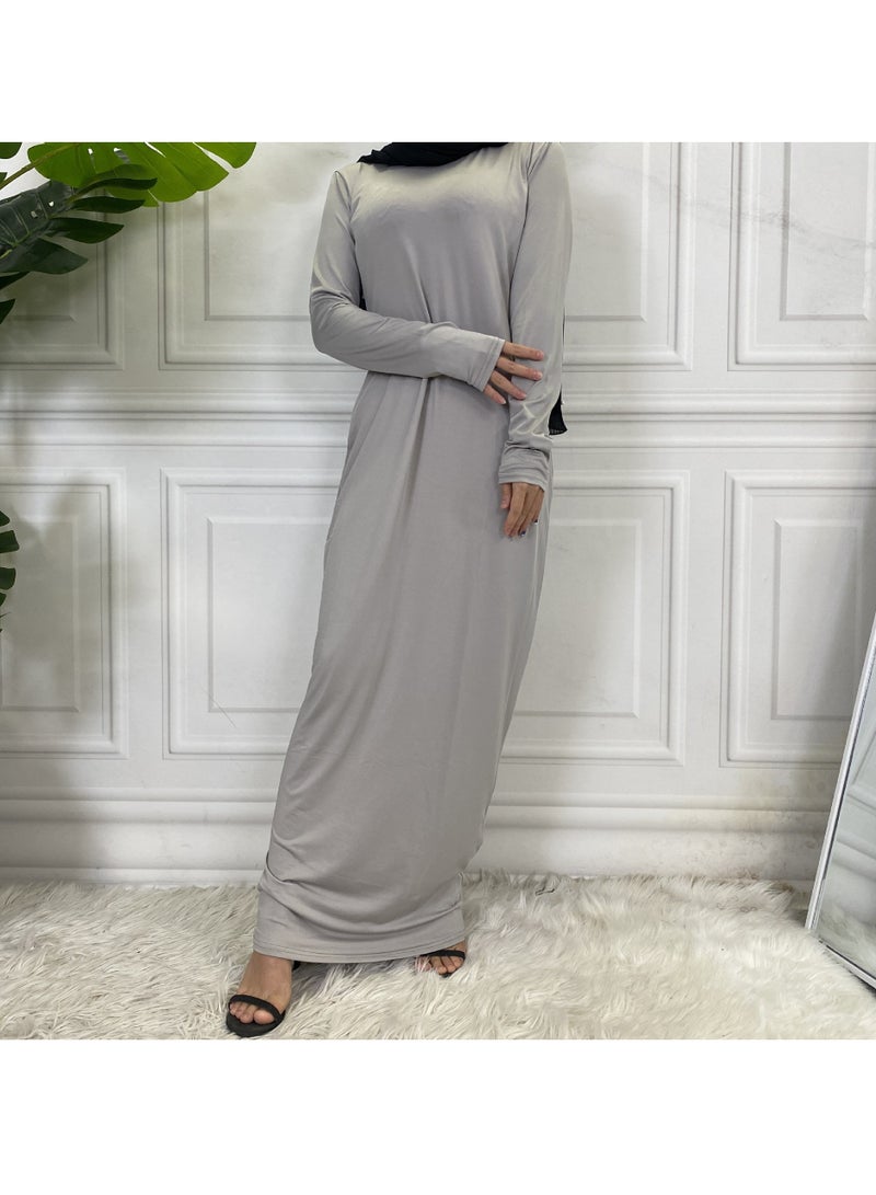 إسكدنيا Mock Neck Casual Abaya, Soft Breathable Long Sleeve Women Abaya Dress, Long Lasting Comfortable Normal Muslim Women Islamic Dress for Prayer, Daily Wear, Occasion Wear, ( Size XXL, Apricot) - Image 4