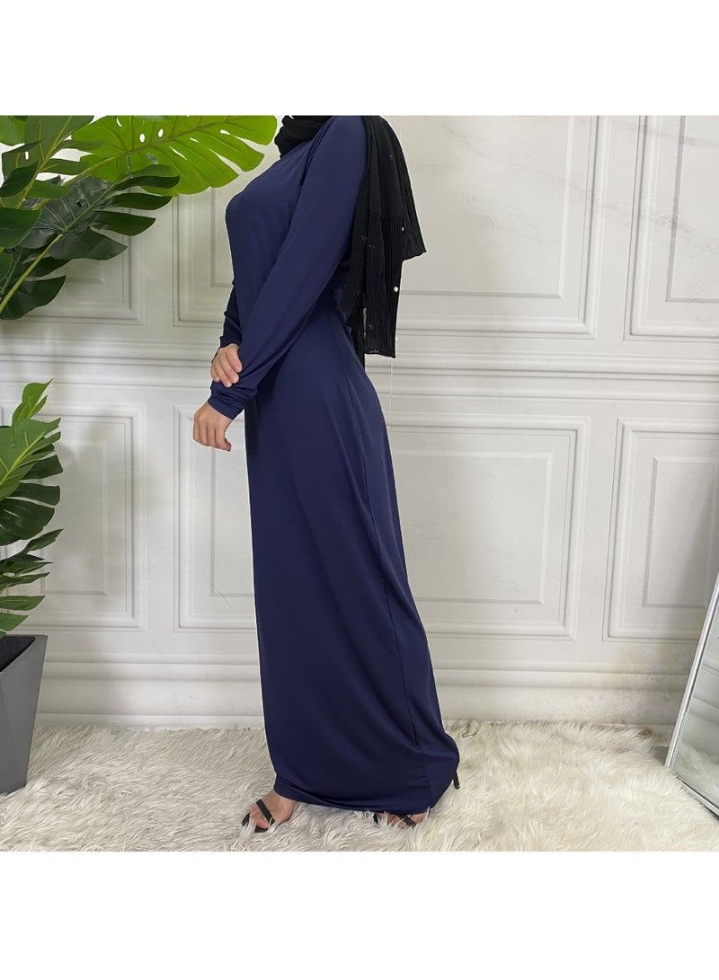 إسكدنيا Mock Neck Casual Abaya, Soft Breathable Long Sleeve Women Abaya Dress, Long Lasting Comfortable Normal Muslim Women Islamic Dress for Prayer, Daily Wear, Occasion Wear, ( Size XXL, Apricot) - Image 2