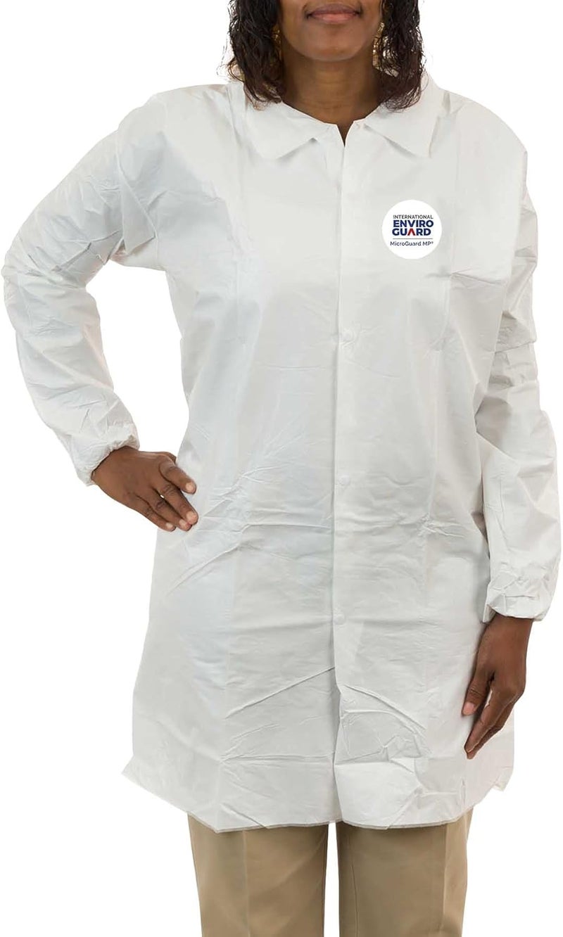 INTERNATIONAL ENVIROGUARD Disposable Microporous Lab Coat, PK30