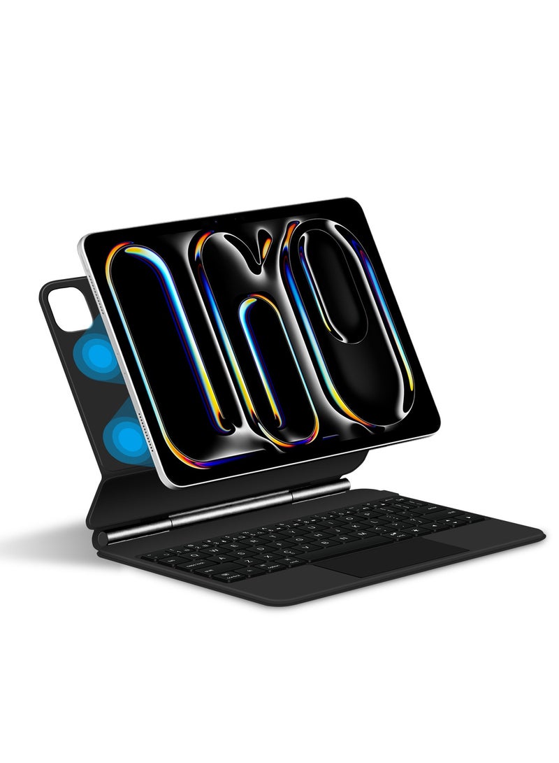 عام لوحة مفاتيح مغناطيسية لـ iPad Pro 11/13” 2024، تحتوي على لوحة تعقب متعددة اللمس، لوحة مفاتيح خلفية لاسلكية، قاعدة عائمة قابلة للتعديل بسهولة - Image 1
