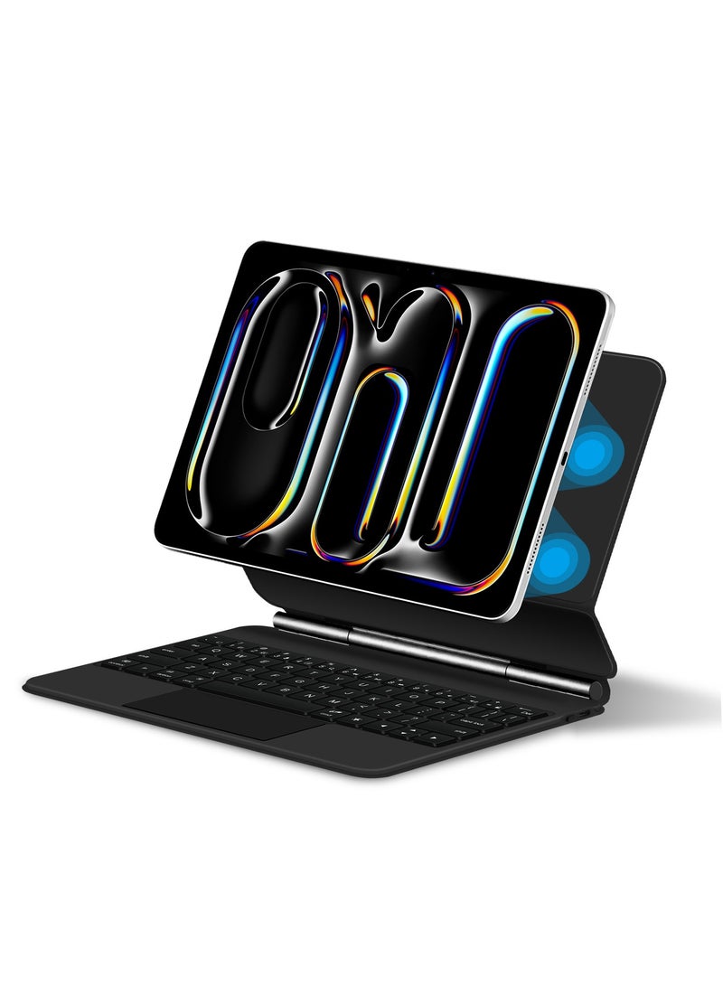 عام لوحة مفاتيح مغناطيسية لـ iPad Pro 11/13” 2024، تحتوي على لوحة تعقب متعددة اللمس، لوحة مفاتيح خلفية لاسلكية، قاعدة عائمة قابلة للتعديل بسهولة - Image 2