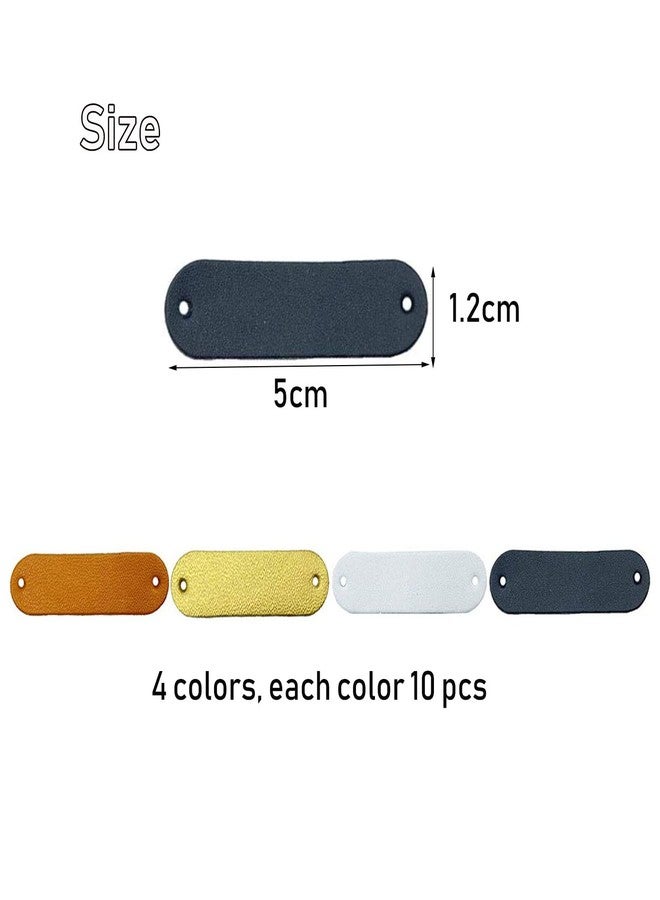 Wenplus 40 Pcs Blank Leather PU Tags Handmade Crochet Tags with Holes Leather Tags for Handmade Items, 4 Colors - Image 2