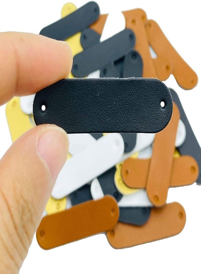 Wenplus 40 Pcs Blank Leather PU Tags Handmade Crochet Tags with Holes Leather Tags for Handmade Items, 4 Colors - Image 3