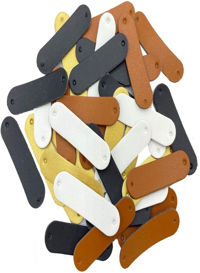 Wenplus 40 Pcs Blank Leather PU Tags Handmade Crochet Tags with Holes Leather Tags for Handmade Items, 4 Colors - Image 4