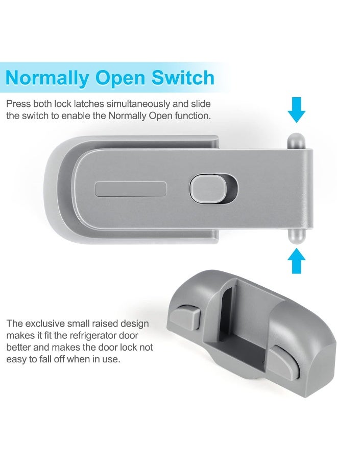CLYMENE Refrigerator Fridge Freezer Door Lock for Kids, Child Proof Refrigerator Latch Lock to Keep Door Closed, No Tools Required and Easy Installation (Grey) - Image 4
