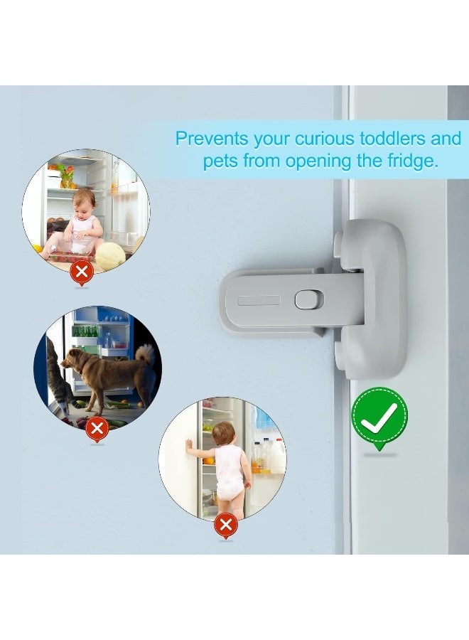 CLYMENE Refrigerator Fridge Freezer Door Lock for Kids, Child Proof Refrigerator Latch Lock to Keep Door Closed, No Tools Required and Easy Installation (Grey) - Image 5