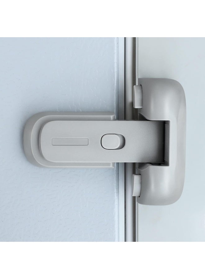 CLYMENE Refrigerator Fridge Freezer Door Lock for Kids, Child Proof Refrigerator Latch Lock to Keep Door Closed, No Tools Required and Easy Installation (Grey) - Image 1