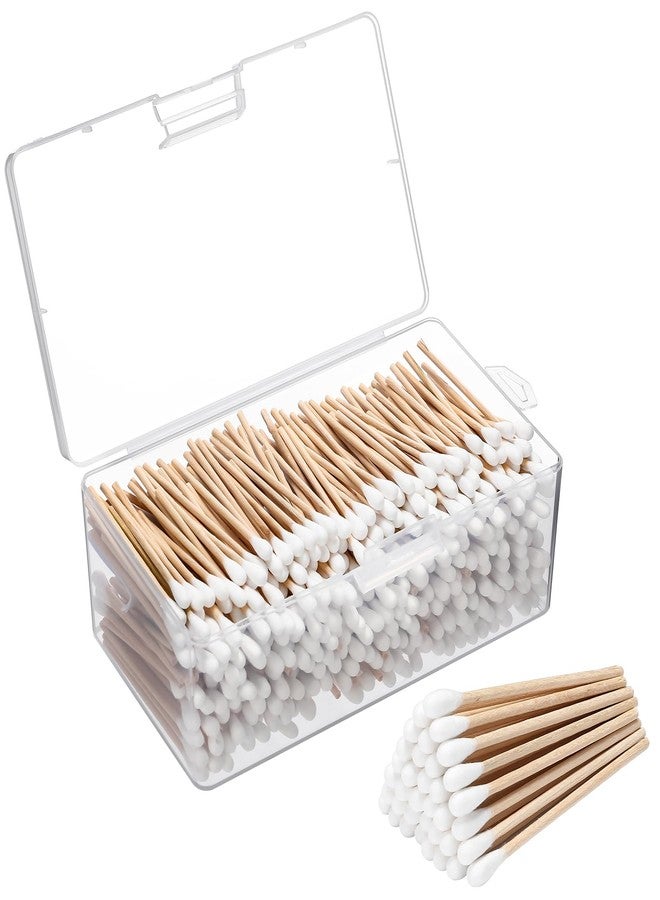 Norme 500 Pcs 3 Inch Gun Cleaning Swabs Long Cotton Swabs in Storage Box Long Round Tip with Wooden Handle Buds for Makeup Baby Pet Care - Image 1