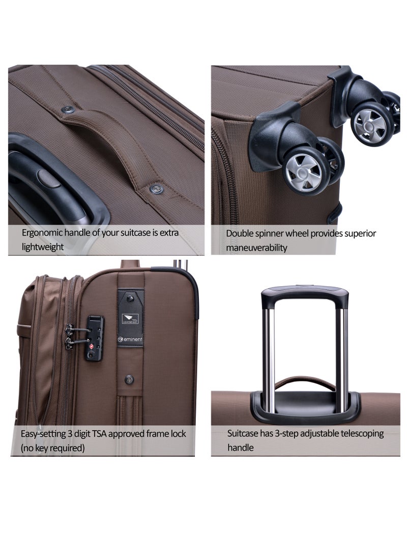 eminent - Soft Shell Travel Bag Expandable Luggage Trolley for Unisex Polyester Light Weight Suitcase with TSA Lock 4 Quiet Double Spinner Wheels V6093SZ - Image 1