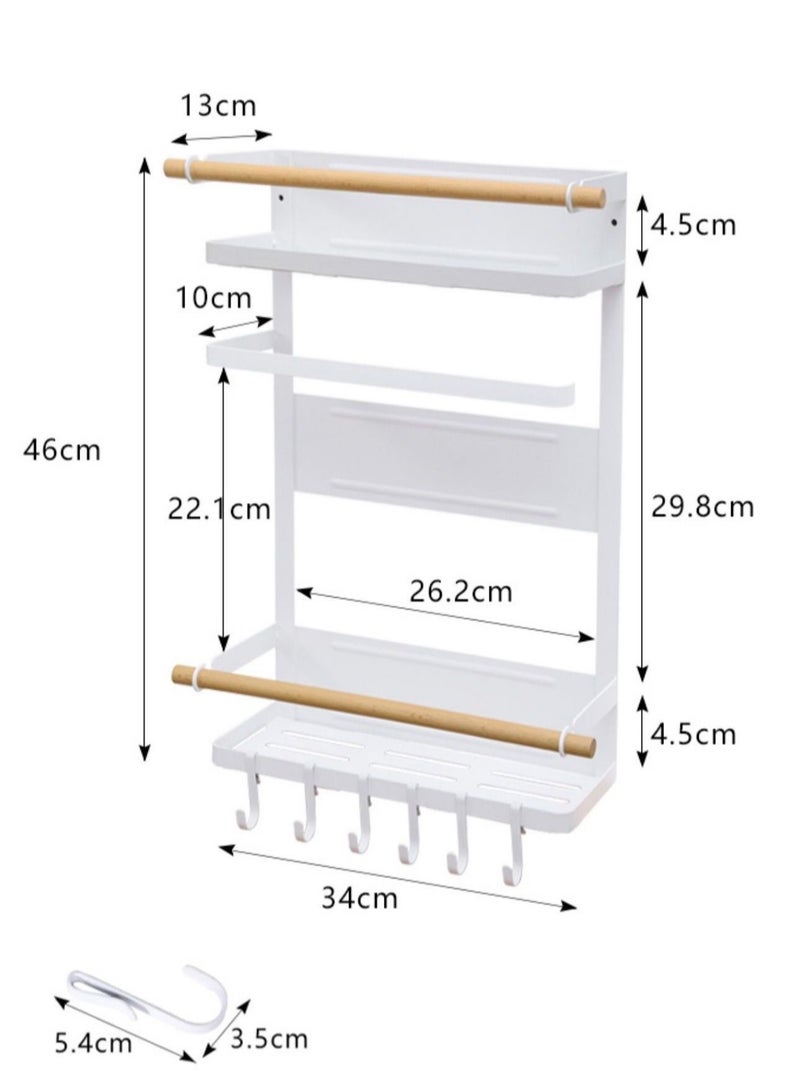 DARIYAH 4-Layer Magnetic Multi-functional Side Shelf Refrigerator Storage Rack Fridge Sidewall Holder Organizer with Hanging Hook - Image 3