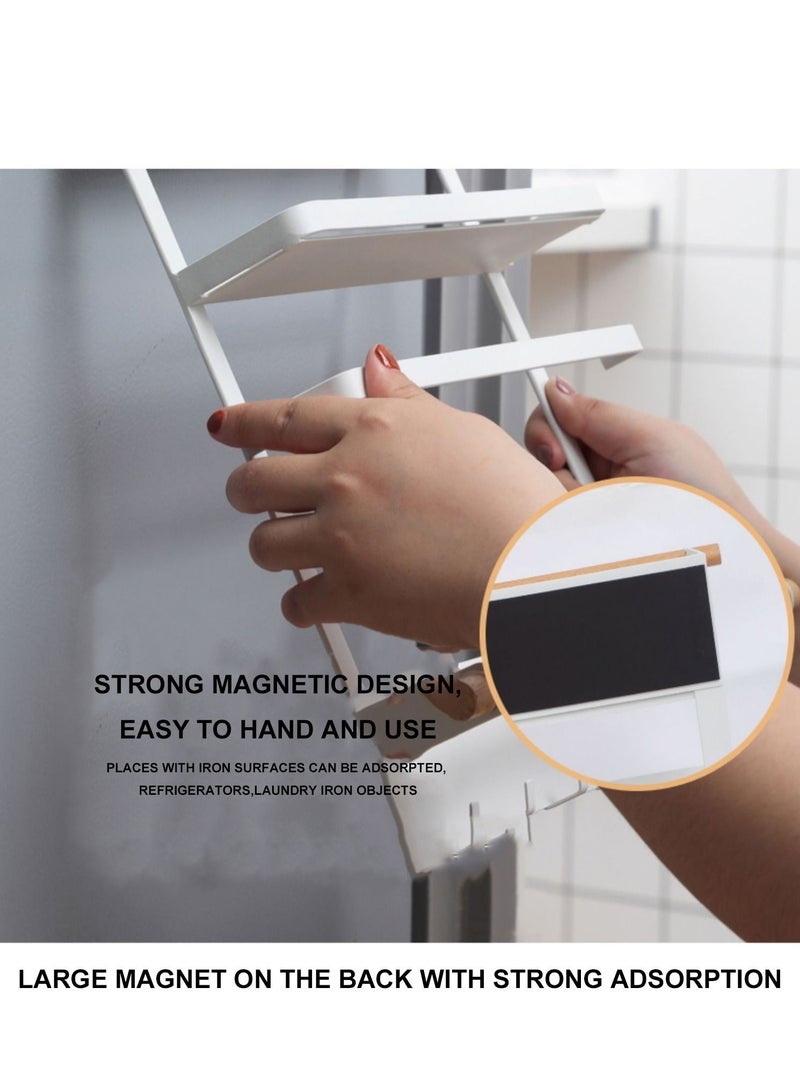 DARIYAH 4-Layer Magnetic Multi-functional Side Shelf Refrigerator Storage Rack Fridge Sidewall Holder Organizer with Hanging Hook - Image 4