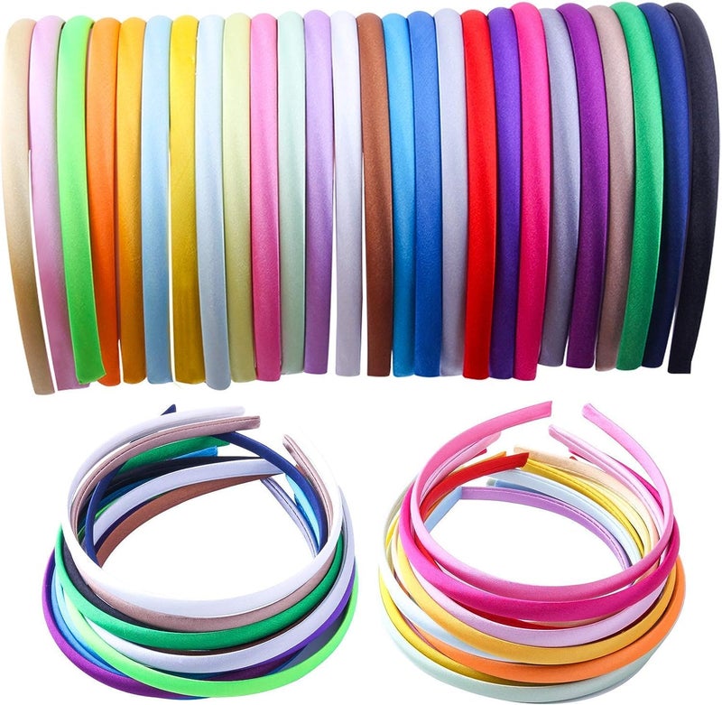 Candygirl HeadBands for GirlsDIY Satin Covered Girls Headbands1cm Width Craft Headbands for Daily and Party26pcs Per Pack Each Color 1pcs