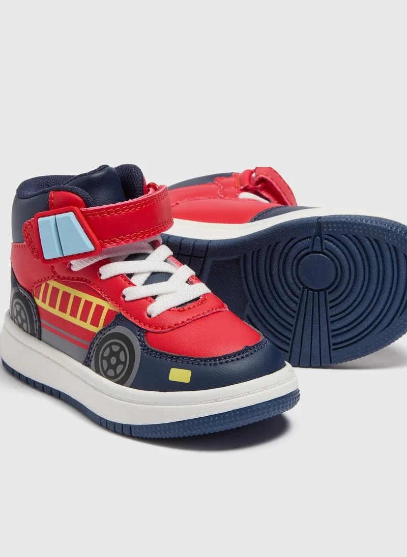 Matalan Boys Navy Fire Engine High Top Trainers