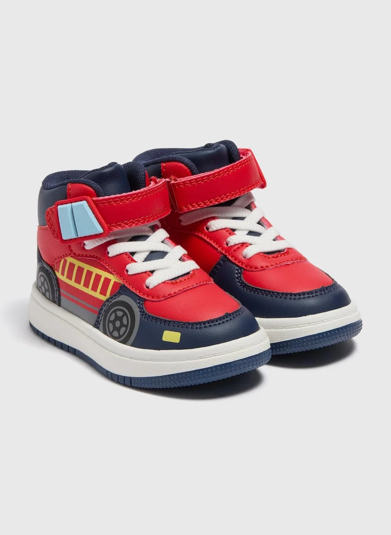 Matalan Boys Navy Fire Engine High Top Trainers