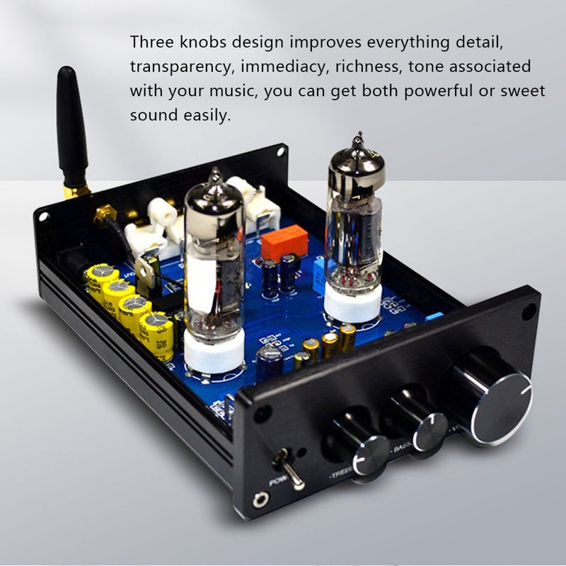 6J5 Vacuum Tube Amplifier Preamplifier BT Preamp AMP with Volumes Treble Bass Tone Adjustment Function for Home Sound Theater - Image 4