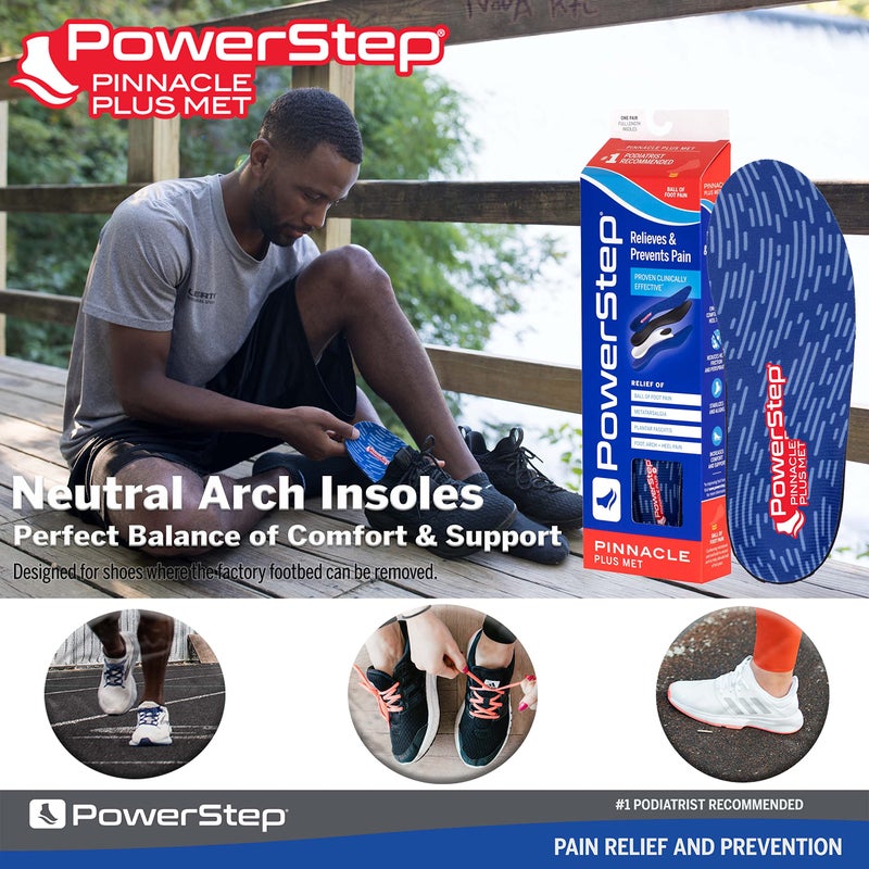 PowerStep Pinnacle Plus Ball of Foot Pain Relief Orthotics - Shoe Inserts for Metatarsalgia, Arch Support & Morton's Neuroma Pain Relief - Made in USA Insoles with Metatarsal Pad (M 6-6.5, F 8-8.5) - Image 4
