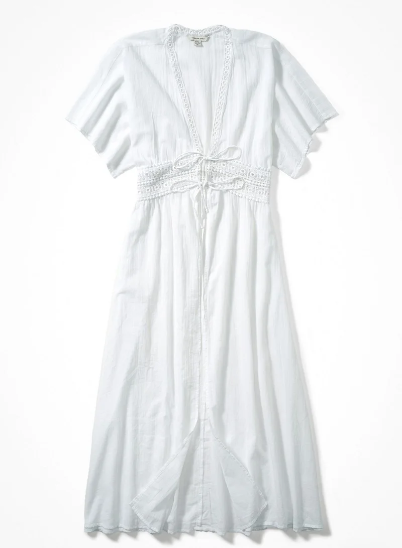 American Eagle Broidered Tie Detail Dress