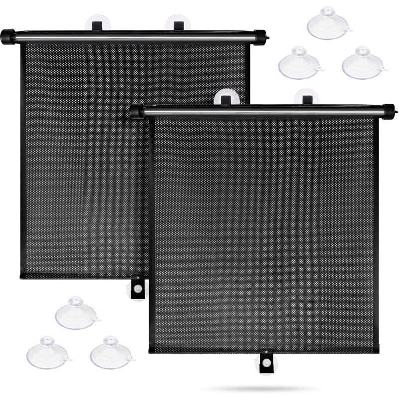 Sfee Car Window Shades for Baby-2 Pack Retractable Side Window Car Sun Shade Blocks UV Rays & Heat for Sun Protection Roller Sunshade Visor Window Shade for Kids,Passengers,Pets (20''x22'') - Image 1