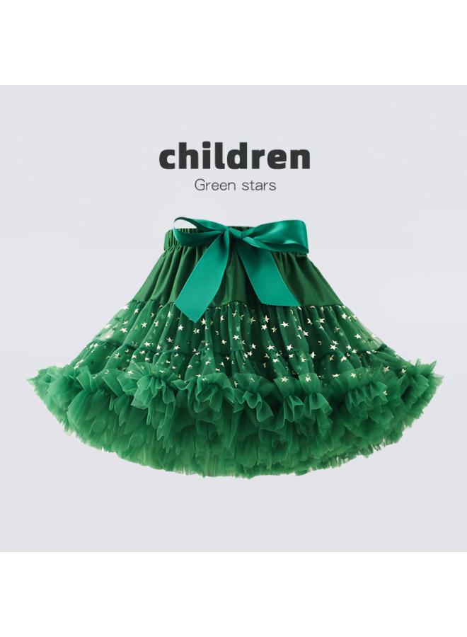 European And American Christmas Children's Wear Women's Short Soft Veil Breathable Tutu Princess Skirt Children's Mesh Veil Puff Skirt Women's Pleated Skirt 