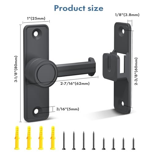 XOOL Heavy Duty 90 & 180 Degree Barn Door Lock, Lock Latch for Door, Garden, Bathroom, Garage, Window, Outdoor - Image 3