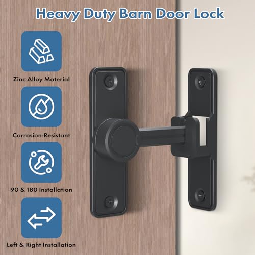 XOOL Heavy Duty 90 & 180 Degree Barn Door Lock, Lock Latch for Door, Garden, Bathroom, Garage, Window, Outdoor - Image 5