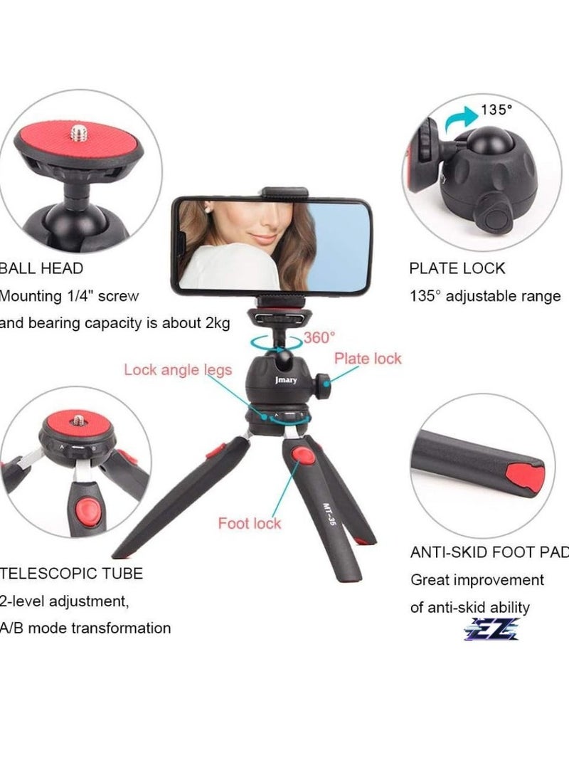 BGM Table Top Mini Portable Foldable Extendable Tripod Stand for Mobile Phones & DSLR Cameras – Includes Universal Mobile Phone Holder  - Image 2