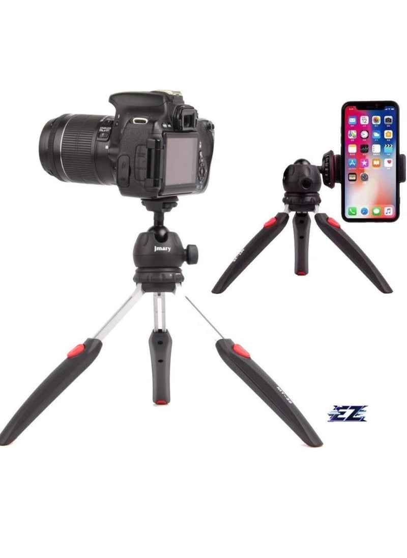 BGM Table Top Mini Portable Foldable Extendable Tripod Stand for Mobile Phones & DSLR Cameras – Includes Universal Mobile Phone Holder  - Image 1