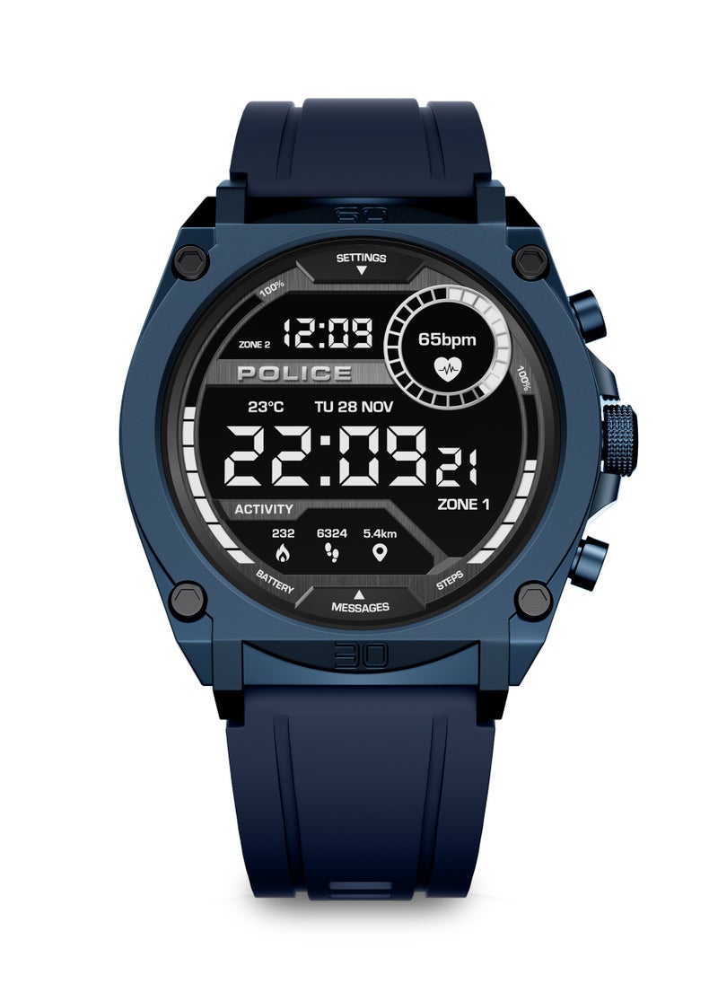 POLICE My Avatar Blue Case Blue Silicone Strap Gents Smartwatch with Amoled Glass IP68 - 45mm  - Image 1