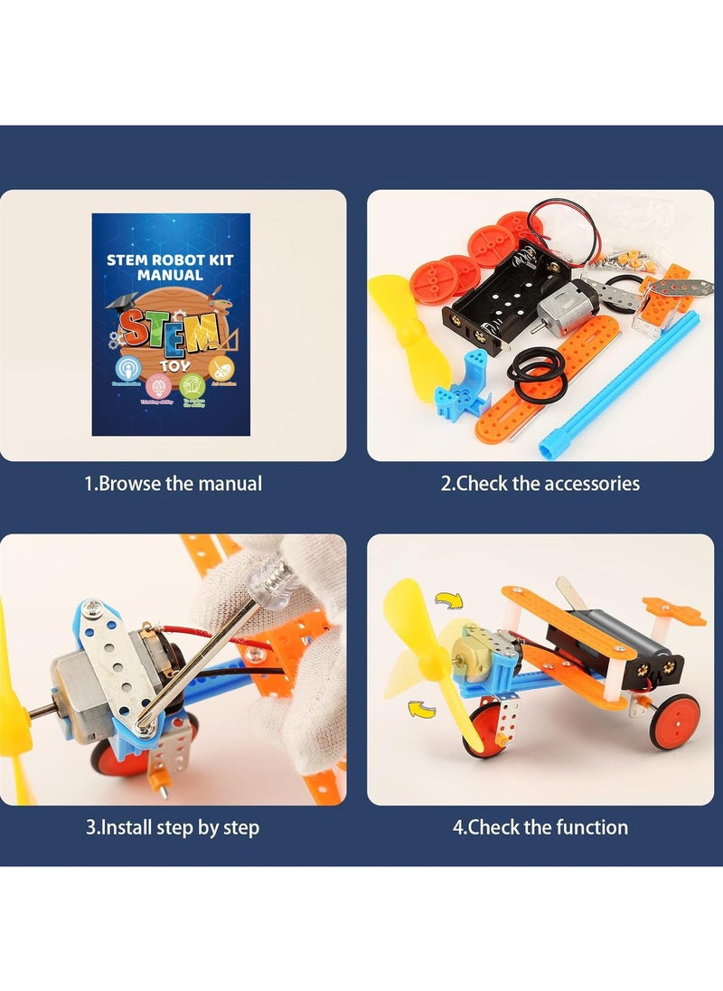 STEM Toy Set 7 in 1 Robot kit, Kids DIY Electronic Engineering Building Kits, Electric Motor Robot Toy, Science Experiments Kits for Children
