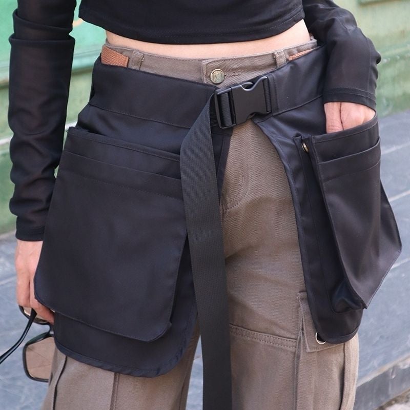 Versatile Canvas Apron Waist Pouch for Gardening Black