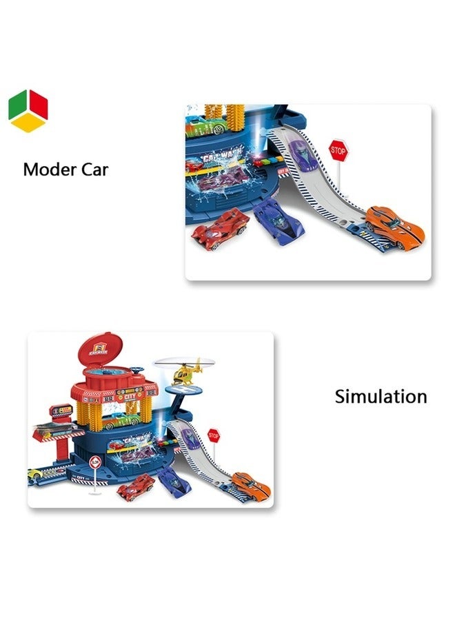 سيكس - سيكس - زيرو الأطفال الصغار تلعب محطة غسيل السيارات مجموعات الالعاب لعبة وقوف السيارات المسار فتحة اللعب سباق مجموعة فتحة ألعاب السيارات - Image 4