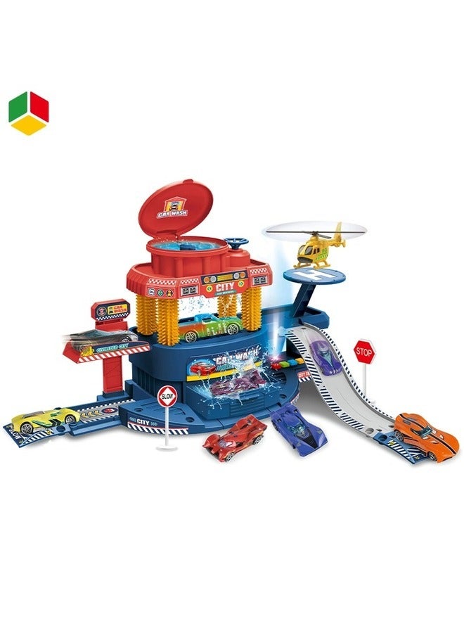 سيكس - سيكس - زيرو الأطفال الصغار تلعب محطة غسيل السيارات مجموعات الالعاب لعبة وقوف السيارات المسار فتحة اللعب سباق مجموعة فتحة ألعاب السيارات - Image 1