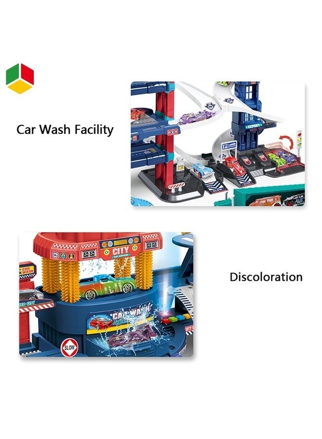 سيكس - سيكس - زيرو الأطفال الصغار تلعب محطة غسيل السيارات مجموعات الالعاب لعبة وقوف السيارات المسار فتحة اللعب سباق مجموعة فتحة ألعاب السيارات - Image 2