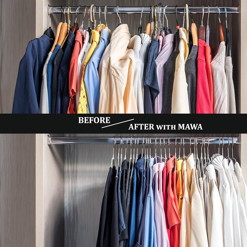 Mawa Euro Ultra-Thin Non-Slip Space Saving Clothes Hanger, Set of 20, White - Image 2