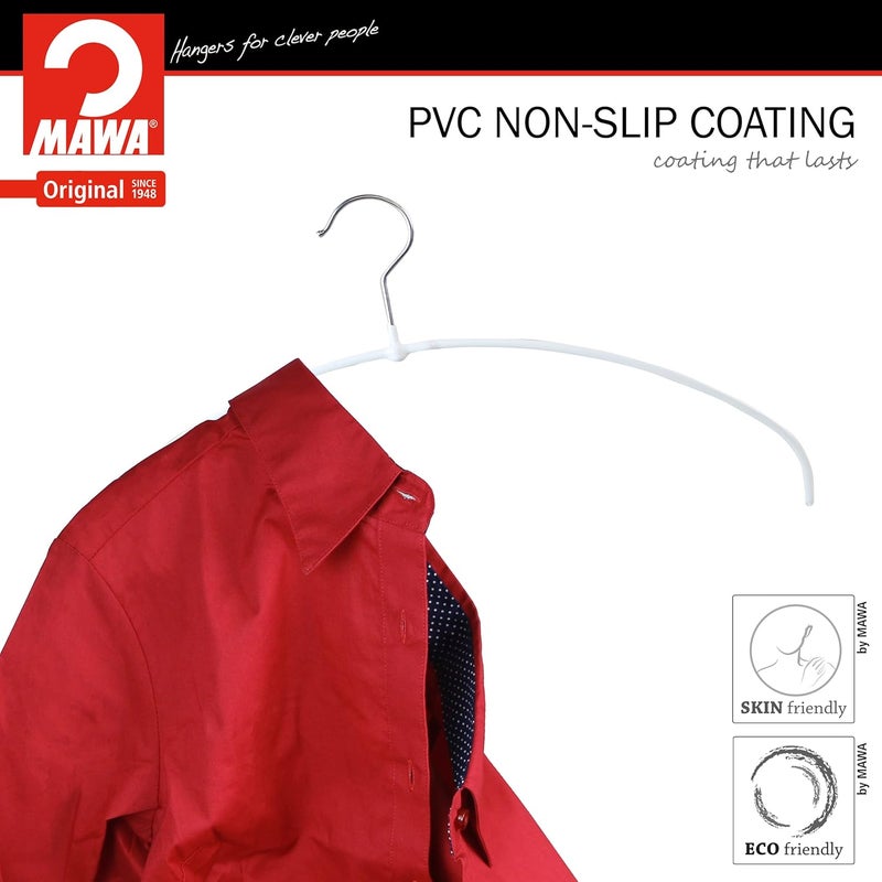 Mawa Euro Ultra-Thin Non-Slip Space Saving Clothes Hanger, Set of 20, White - Image 3