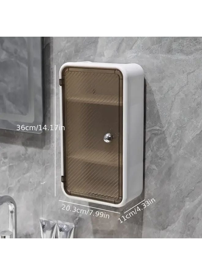 صندوق مناديل أبيض حديث مثبت على الحائط بتصميم باب مسطح خالٍ من الثقوب، تخزين حمام بسيط - Image 3