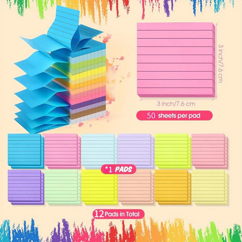 12 Packs Pop Up Sticky Notes 3 x 3 Inch Self Adhesive Memo Pads 50 Sheets Per Pad for Office School Home - Image 2